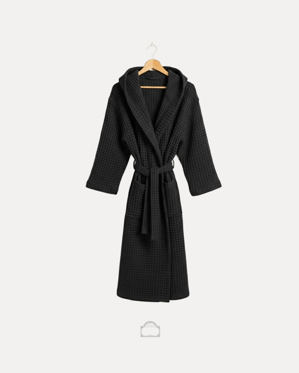 Black Velour Gaufré Métropolitain Bathrobe